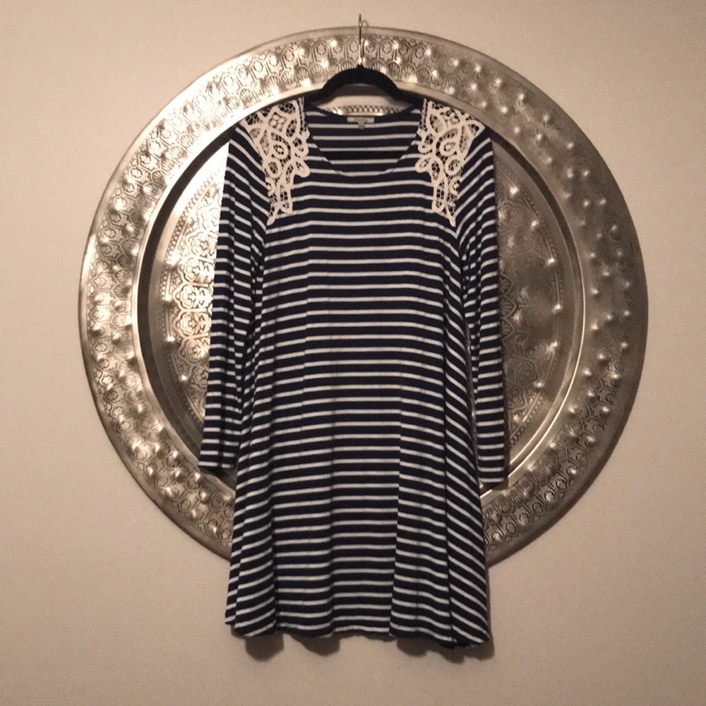 Navy and white stripe dress